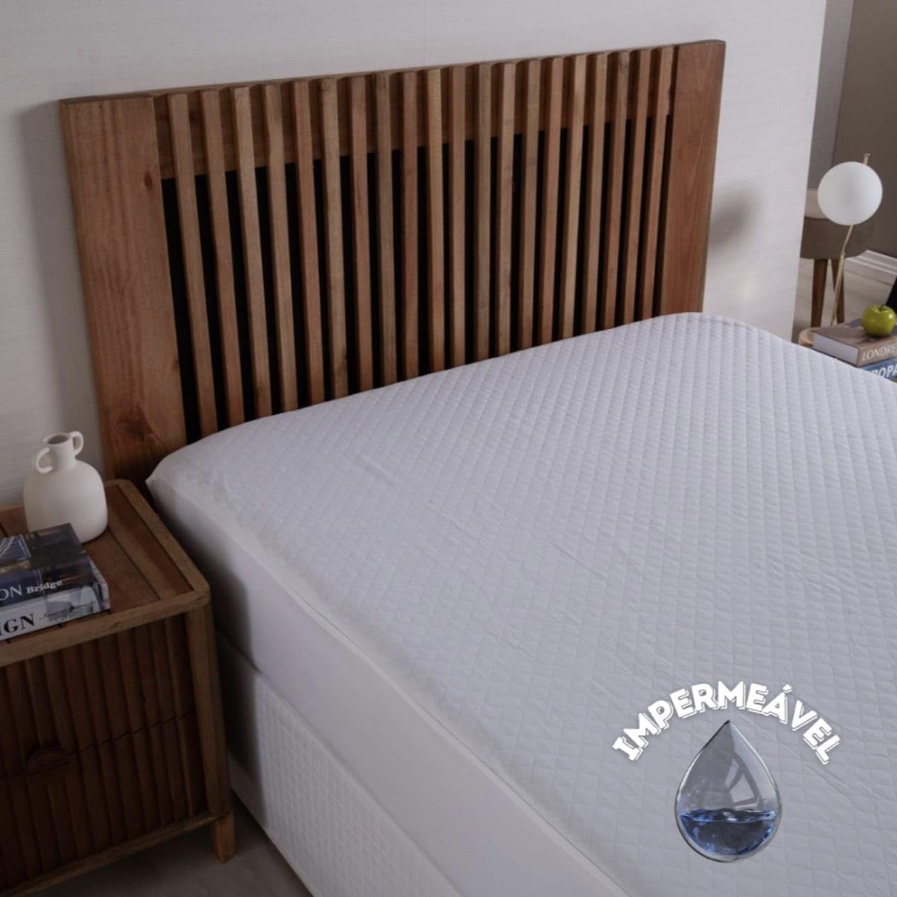 Capa De Colchão Impermeável Matelado Solteiro, Casal, Queen e King Branco Para Quartos e Hotéis (King)