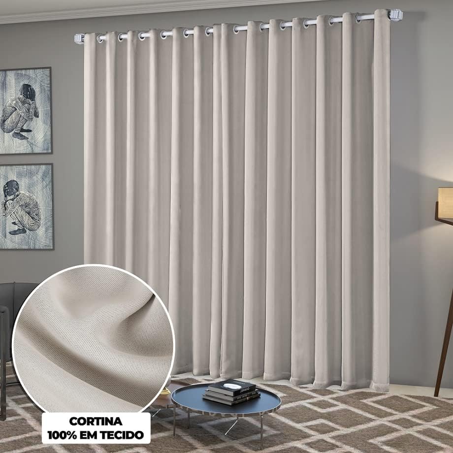 Cortina Blackout/Blecaute Quarto/Sala em Tecido 3,00m x 2,50m com Ilhós Cromado Solaris - Off-White