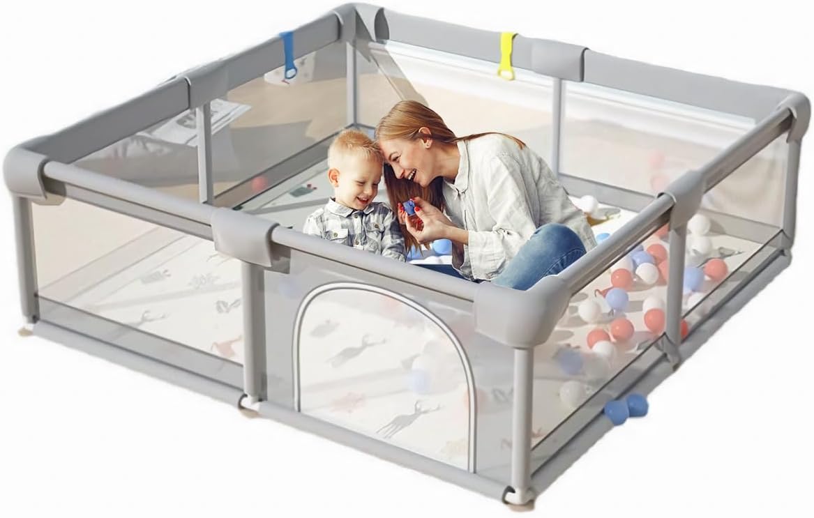 Cercadinho para Bebe Para Bebês e Crianças Pequenas Chiqueirinho Bebe Para Internos &amp; Externos Cercadinho de Segurança Resistente Para Bebês com Malha Macia e Respirável